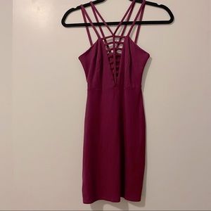 Berry-coloured lulu’s mini dress
